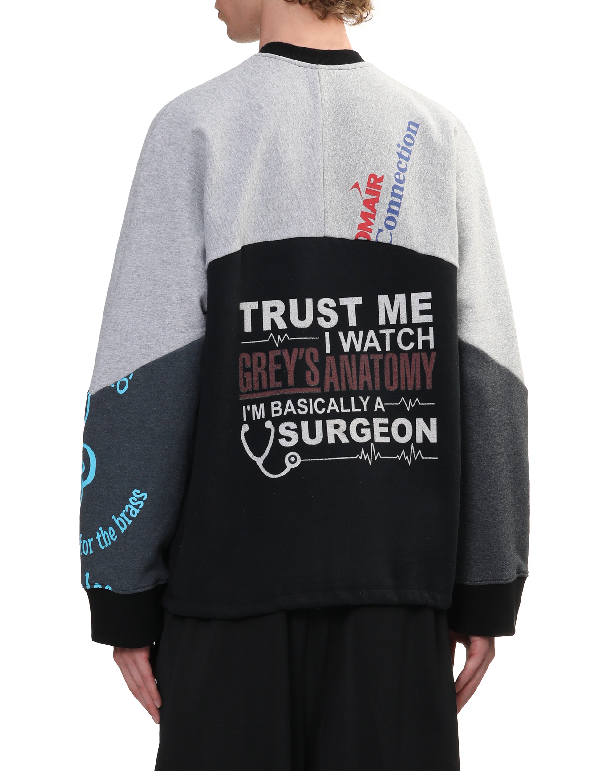 Upcycled graphic crew neck sweatshirt