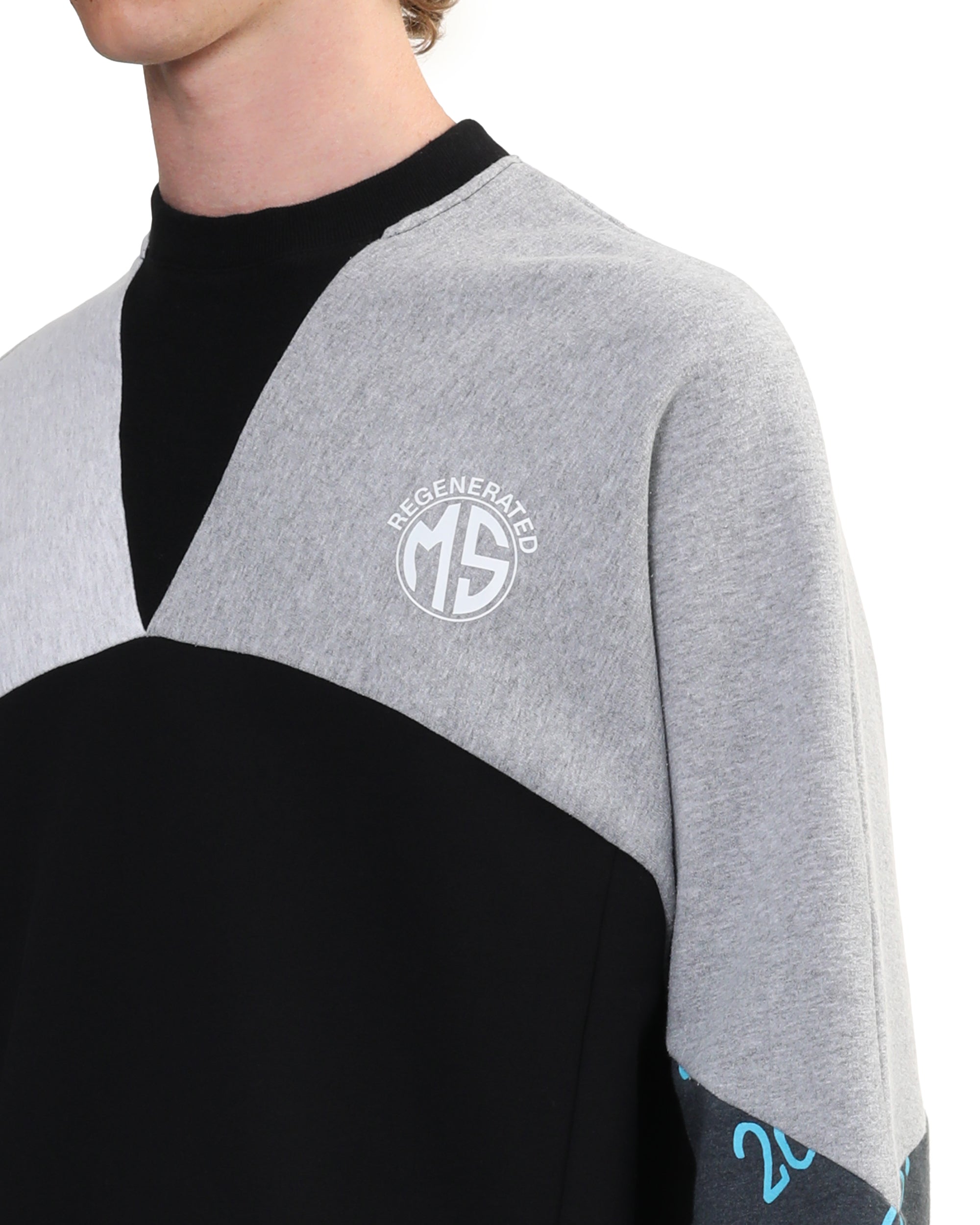 Upcycled graphic crew neck sweatshirt