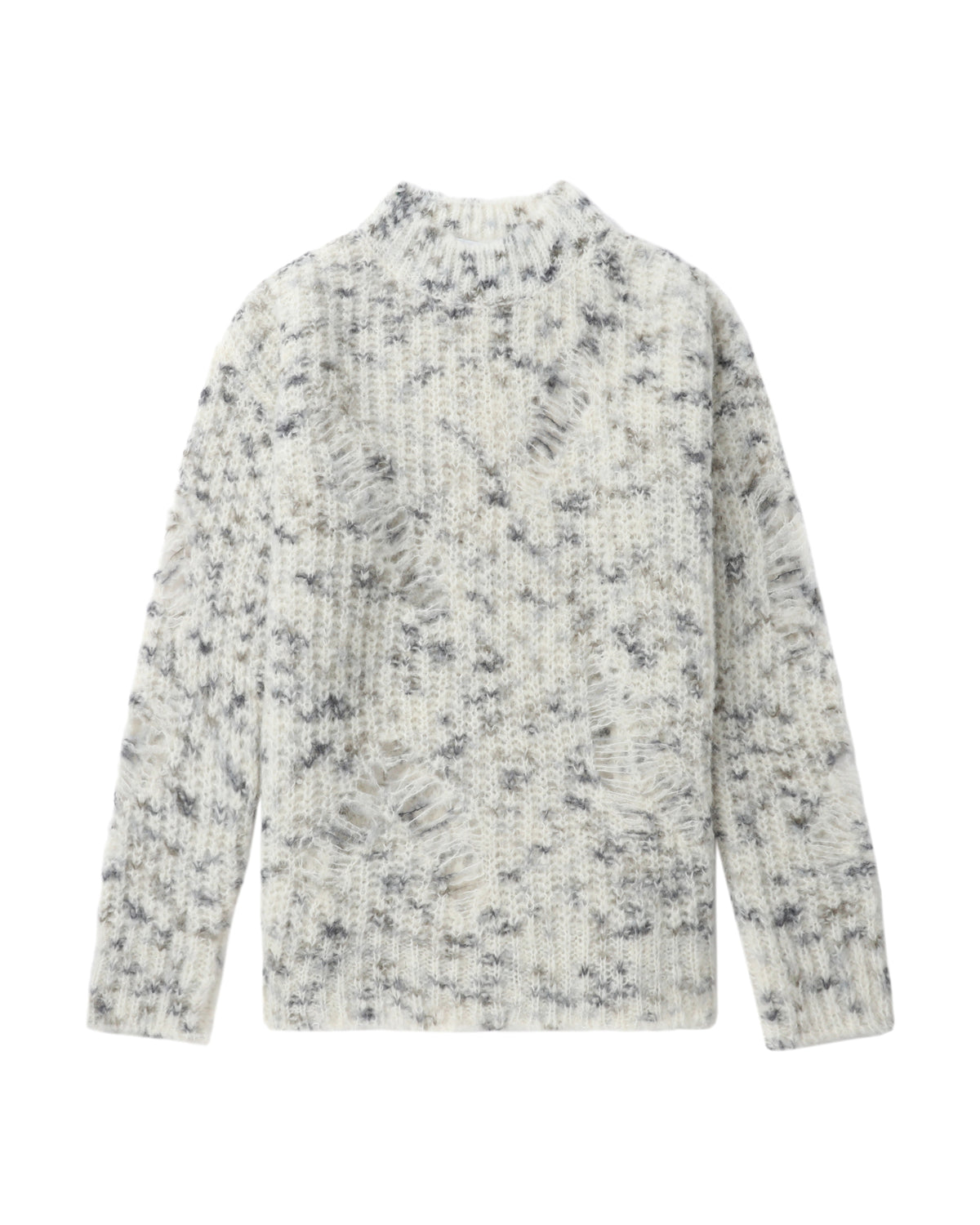 Distressed marble-knit jumper