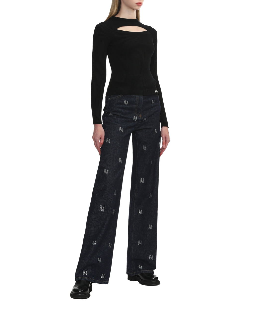 Cut-out ribbed-knit jumper