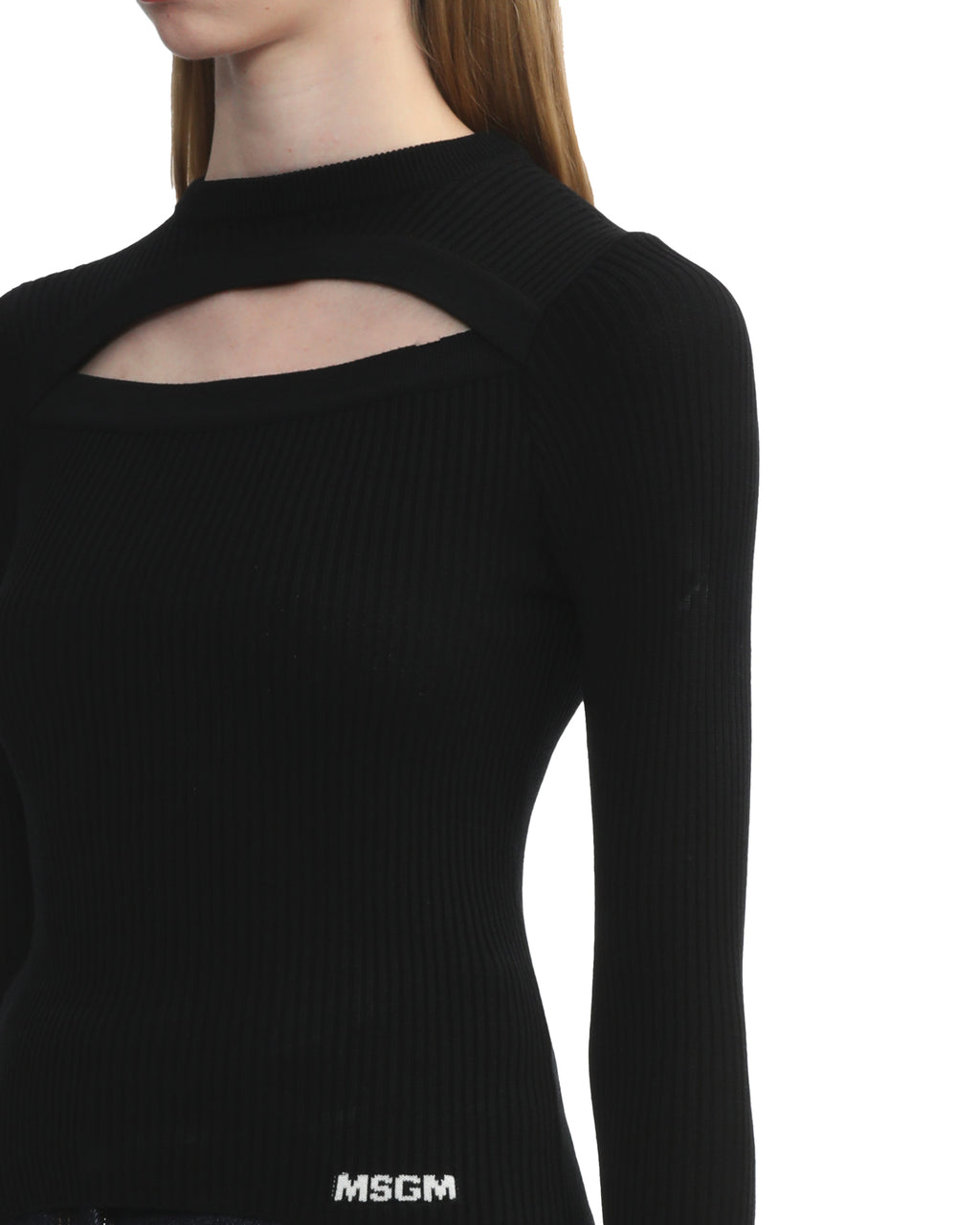 Cut-out ribbed-knit jumper