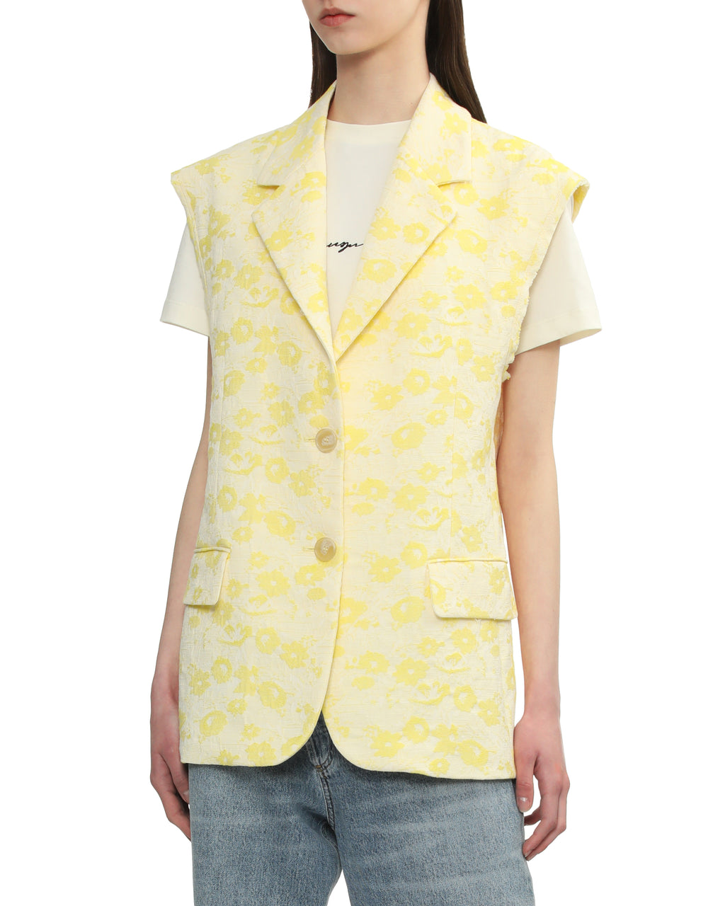 Textured sleeveless blazer