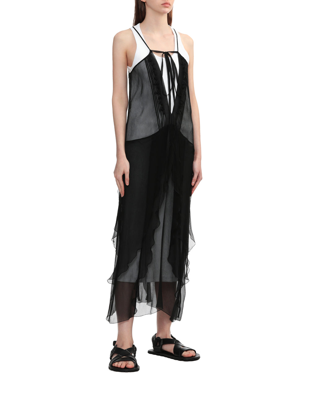 Layered silk midi dress