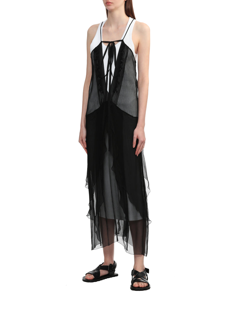 Layered silk midi dress