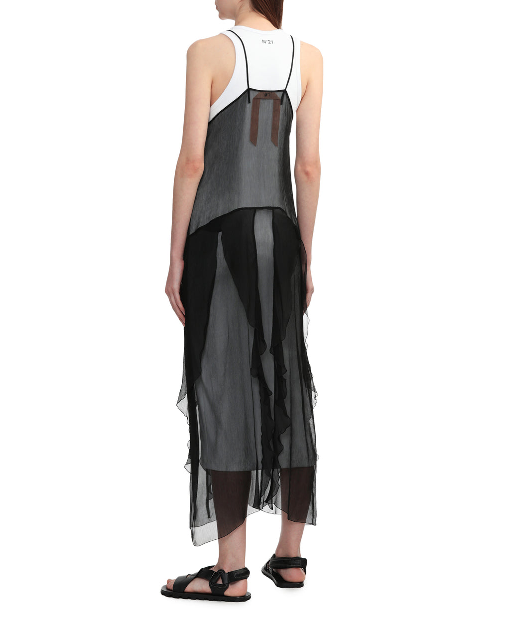 Layered silk midi dress