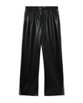 Raffia-trimmed leather pants