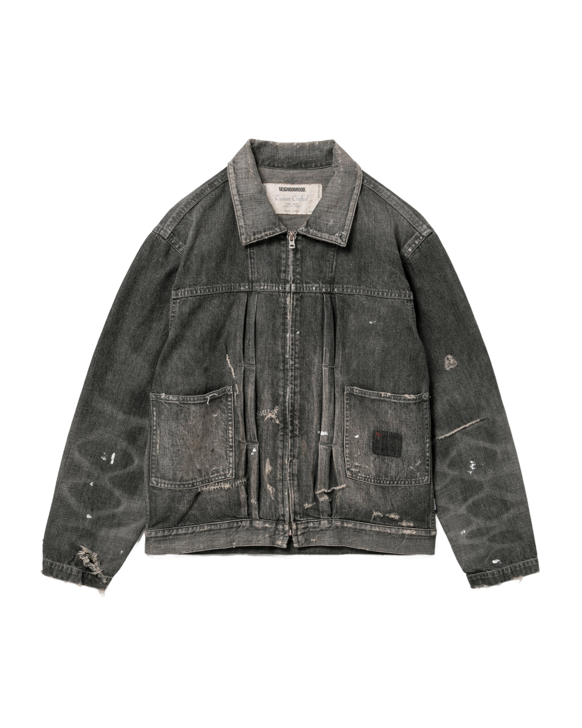 Distressed denim jacket
