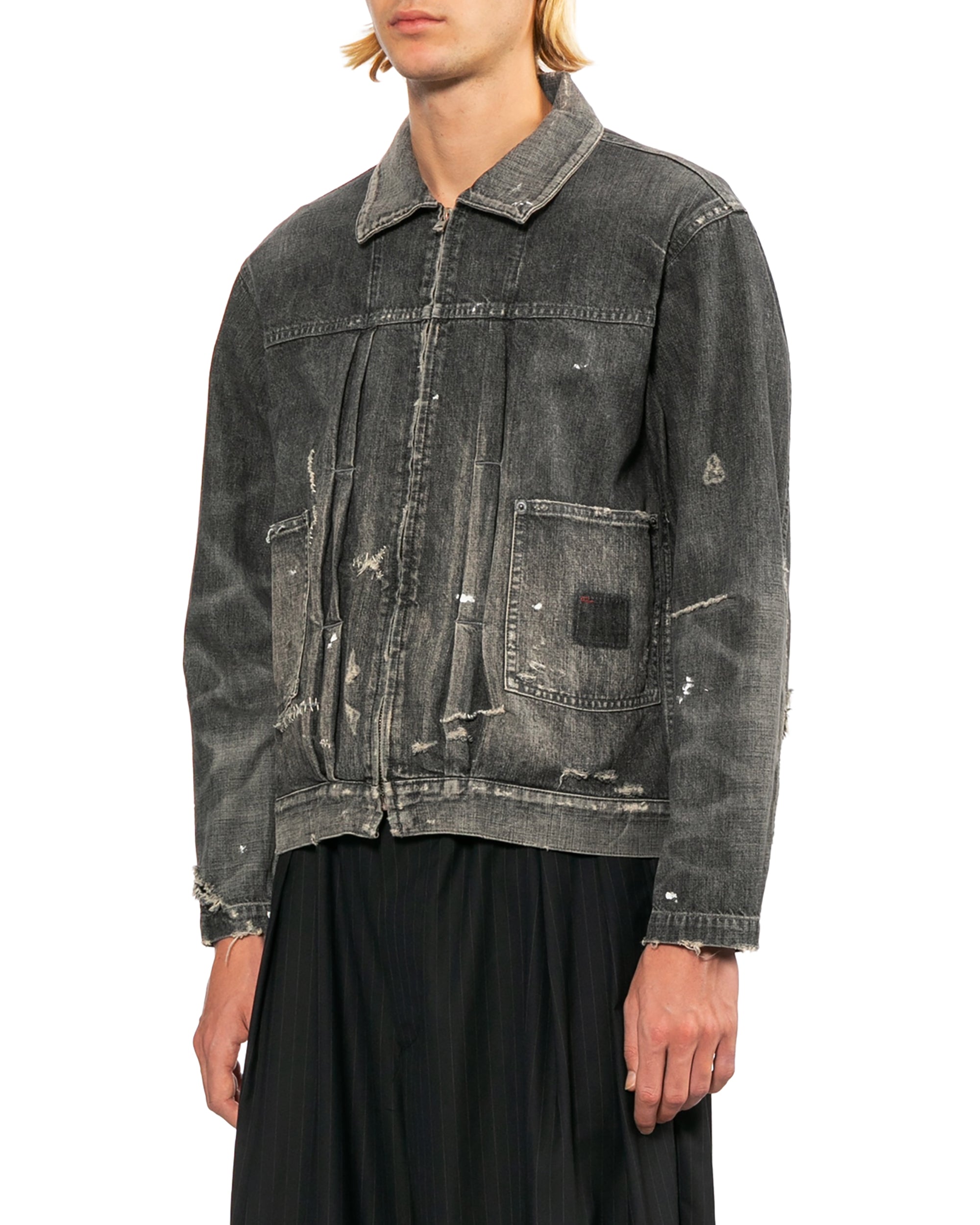 Distressed denim jacket