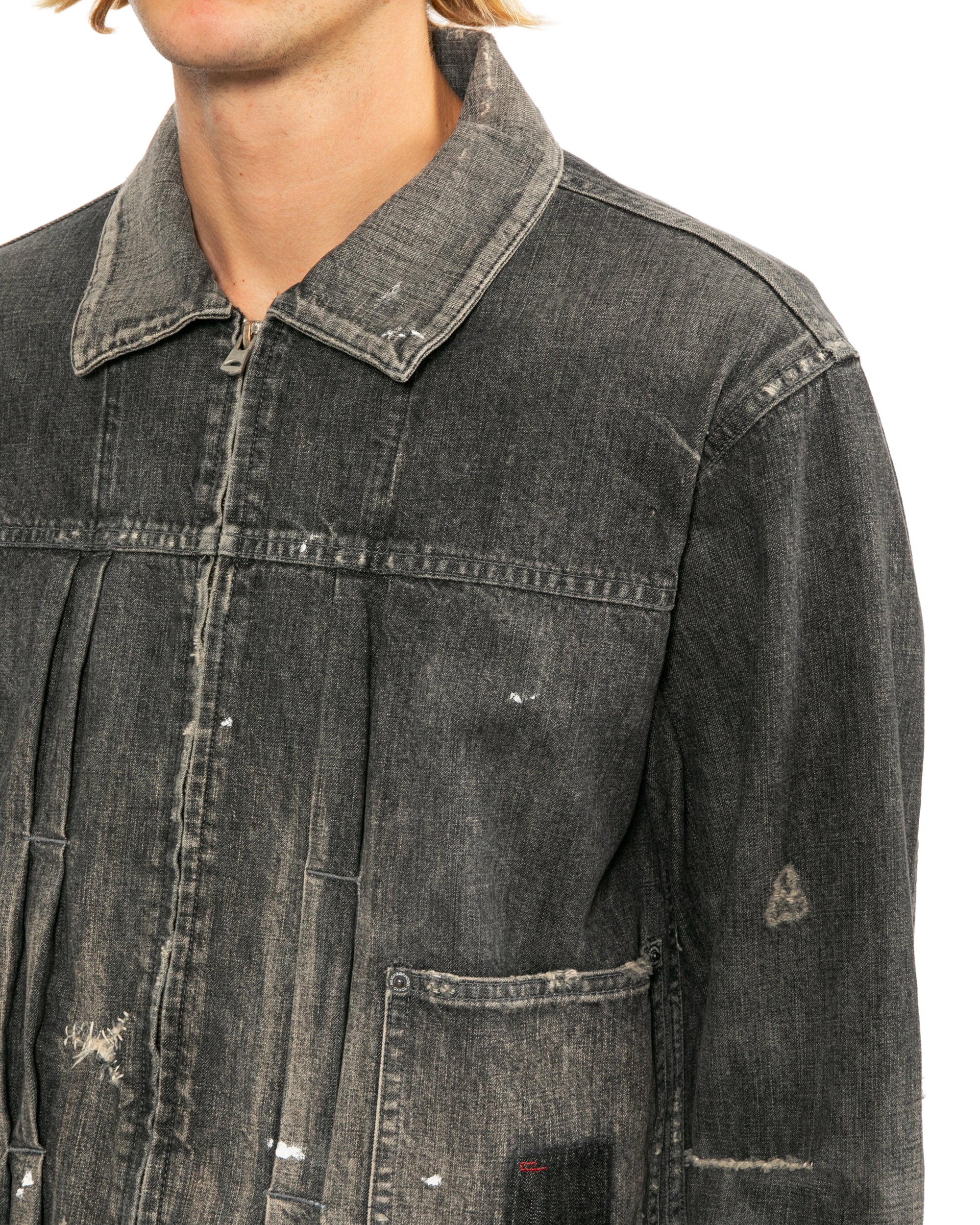 Distressed denim jacket