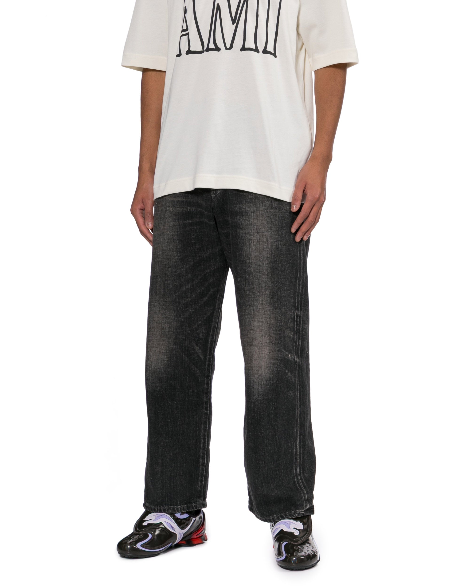 Washed denim jeans
