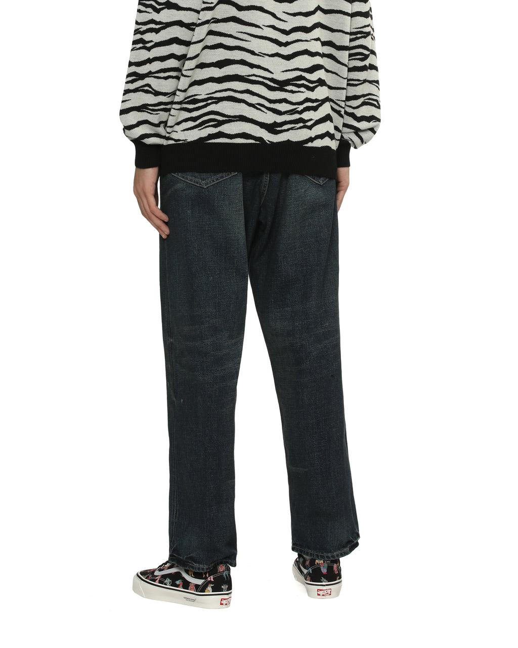 Washed denim pants