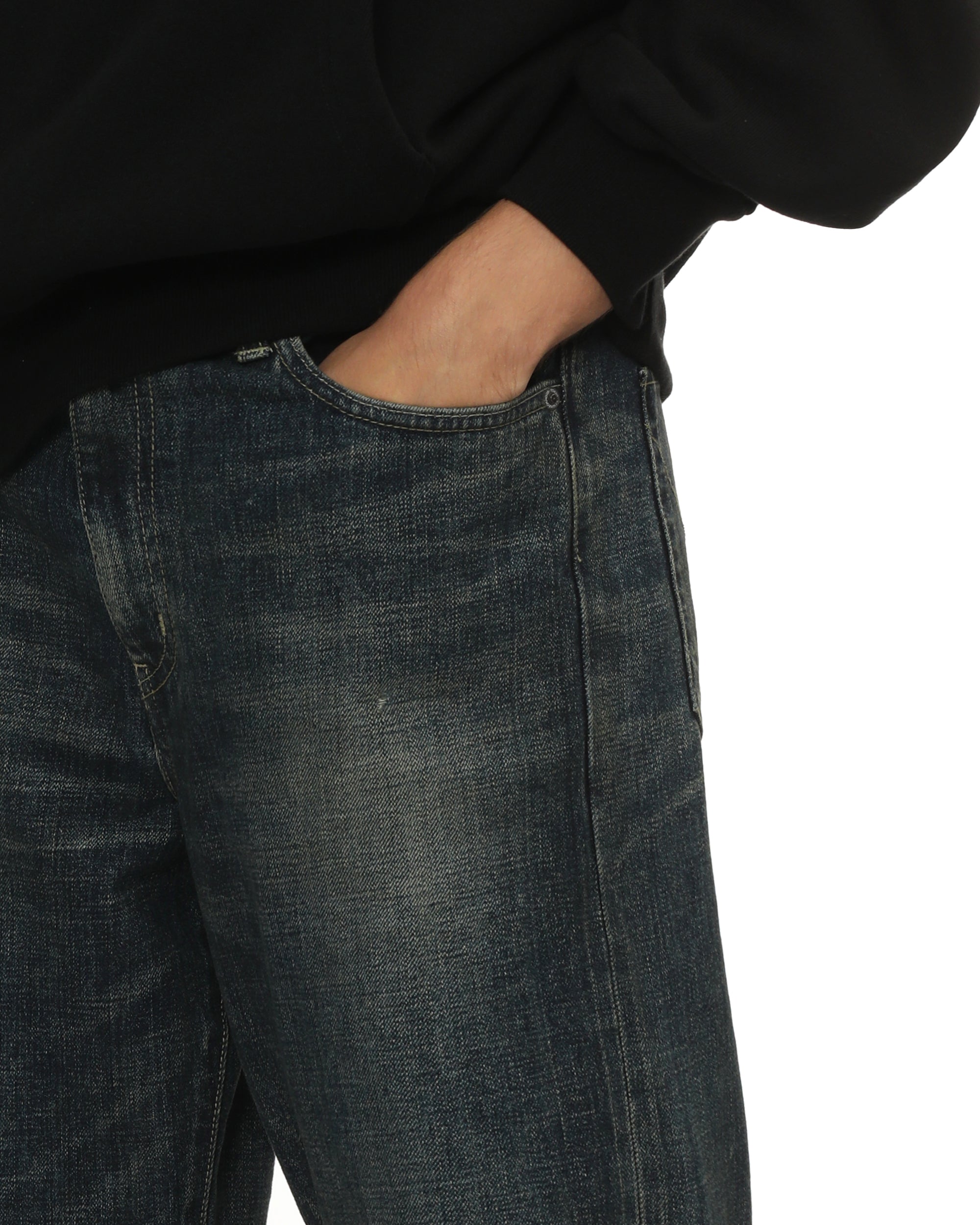 Washed denim DP basic pants