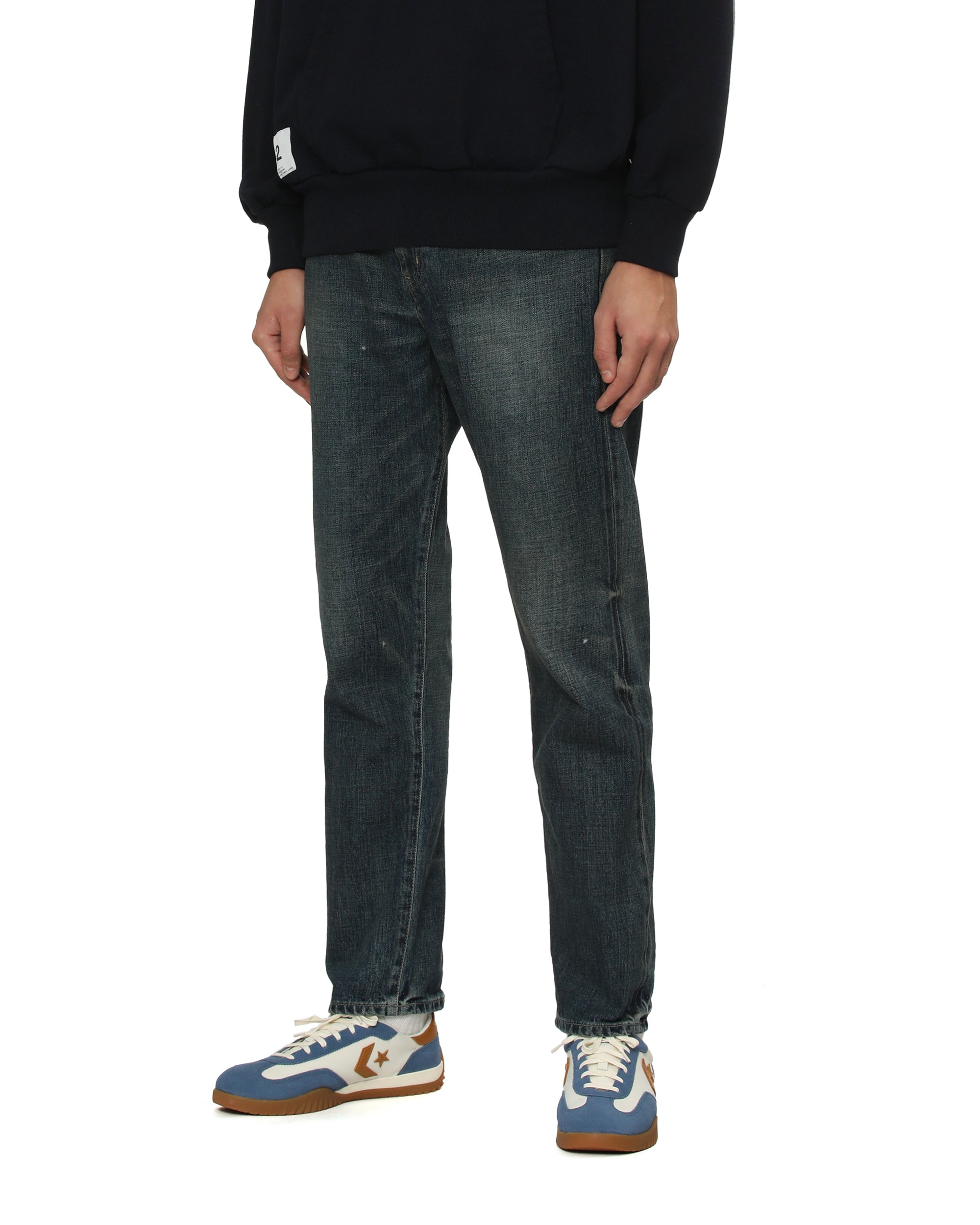 Washed denim DP mid pants