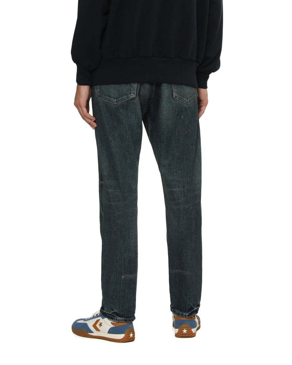 Washed denim DP mid pants