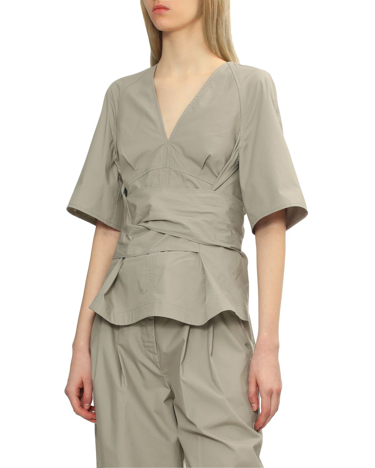 V-neck belted top