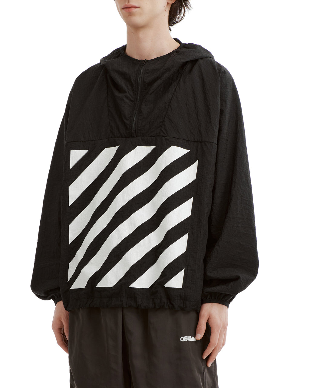 Striped logo half-zip windbreaker