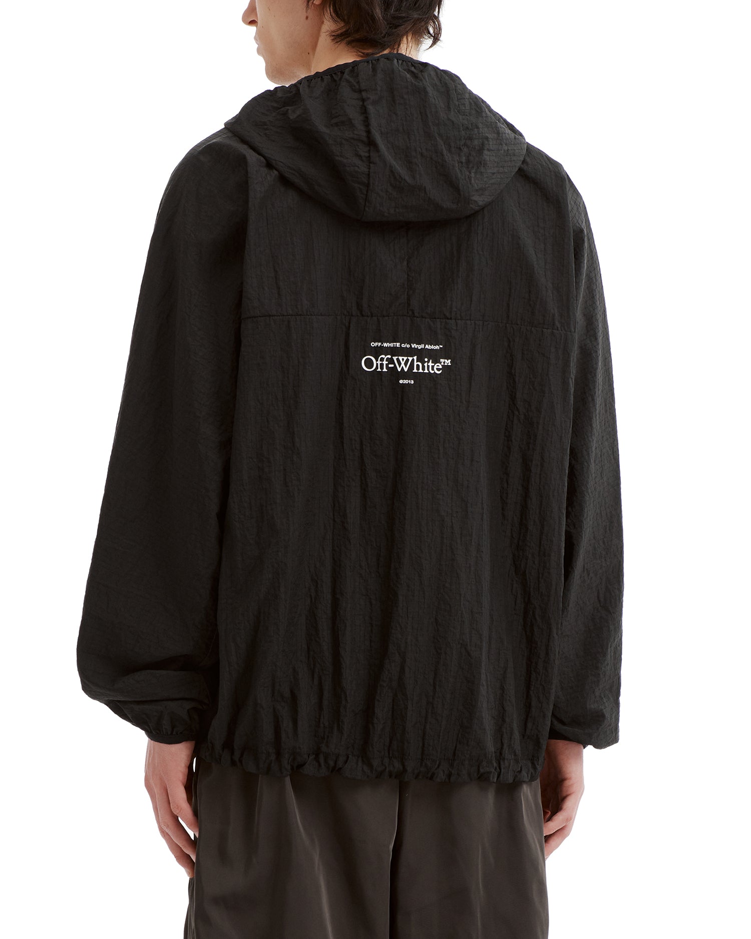 Striped logo half-zip windbreaker
