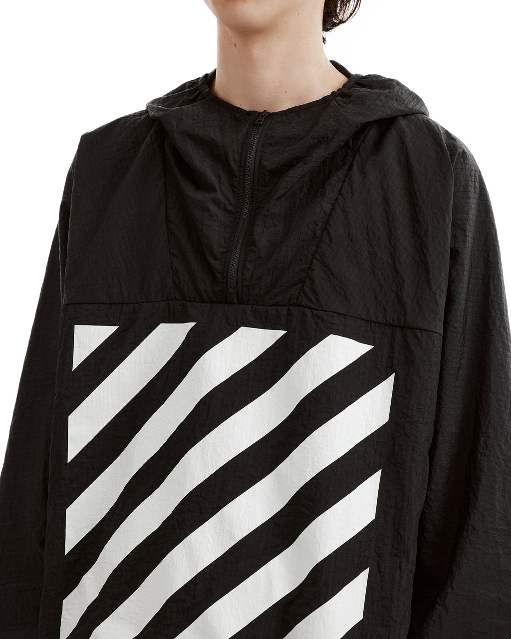 Striped logo half-zip windbreaker