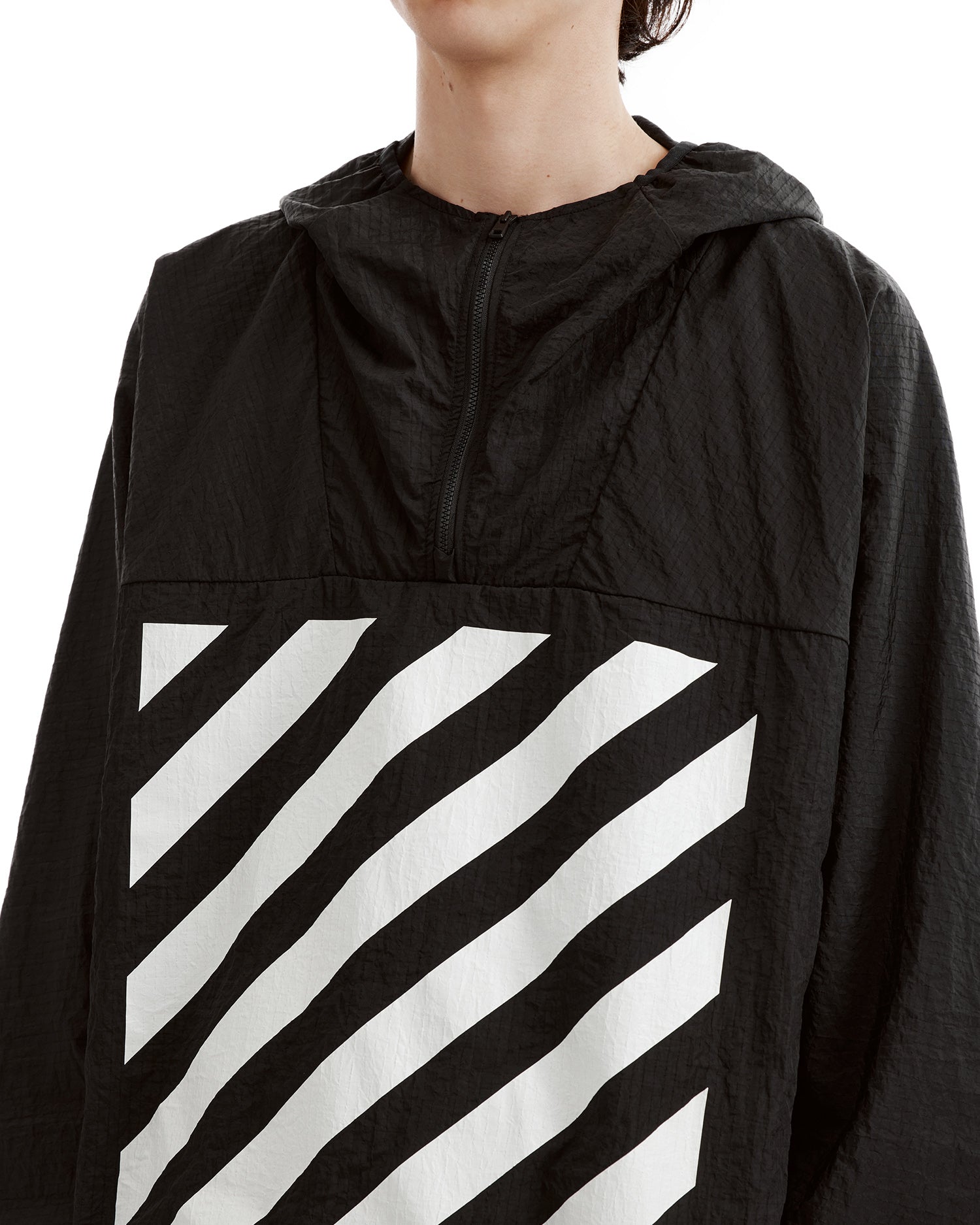Striped logo half-zip windbreaker