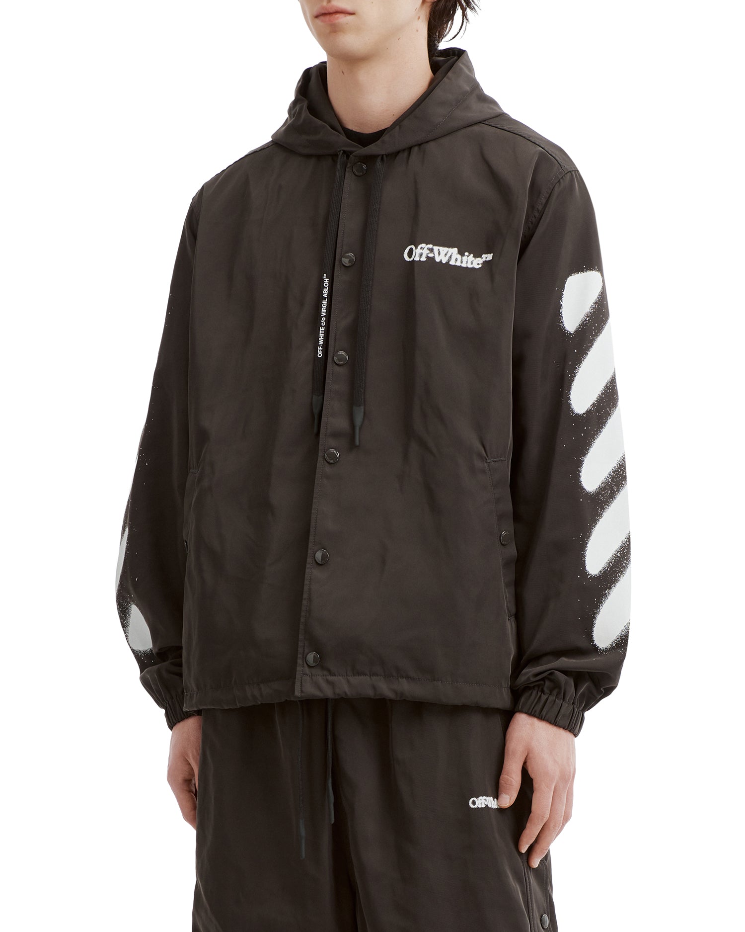 Logo hooded coach jacket