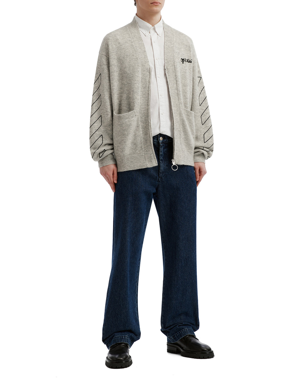 V-neck zip cardigan