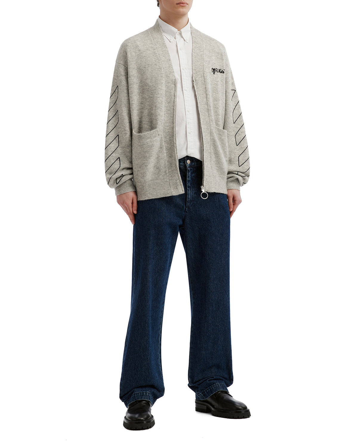 V-neck zip cardigan