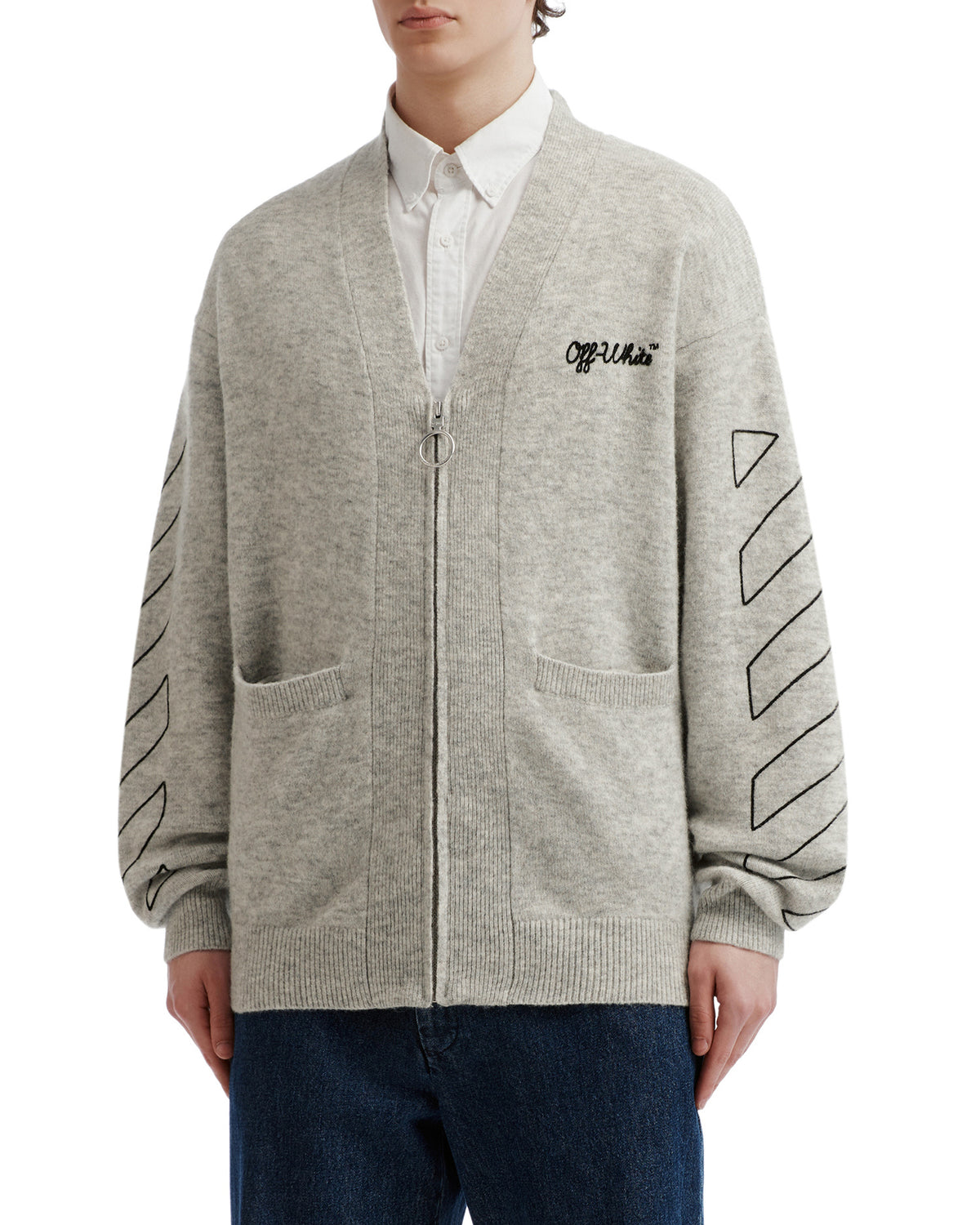 V-neck zip cardigan