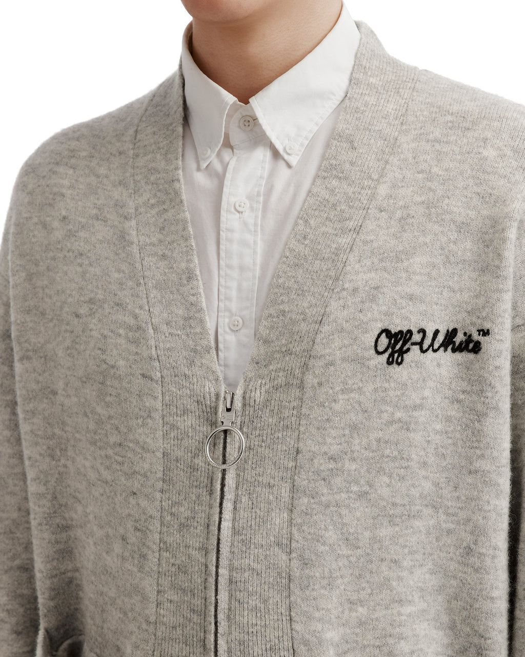 V-neck zip cardigan