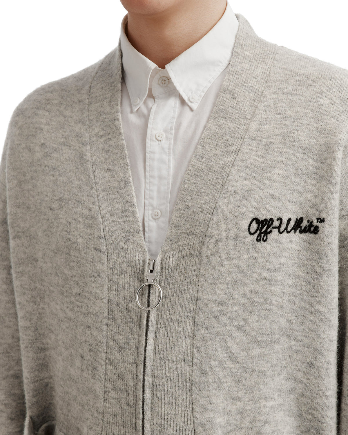 V-neck zip cardigan