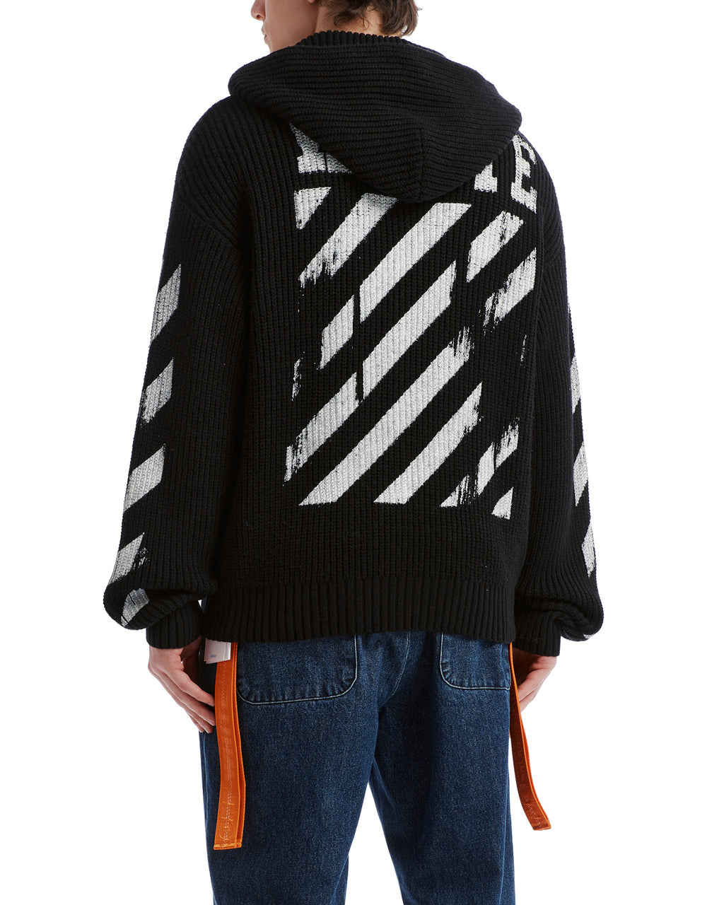 Patch zip hooded sweater