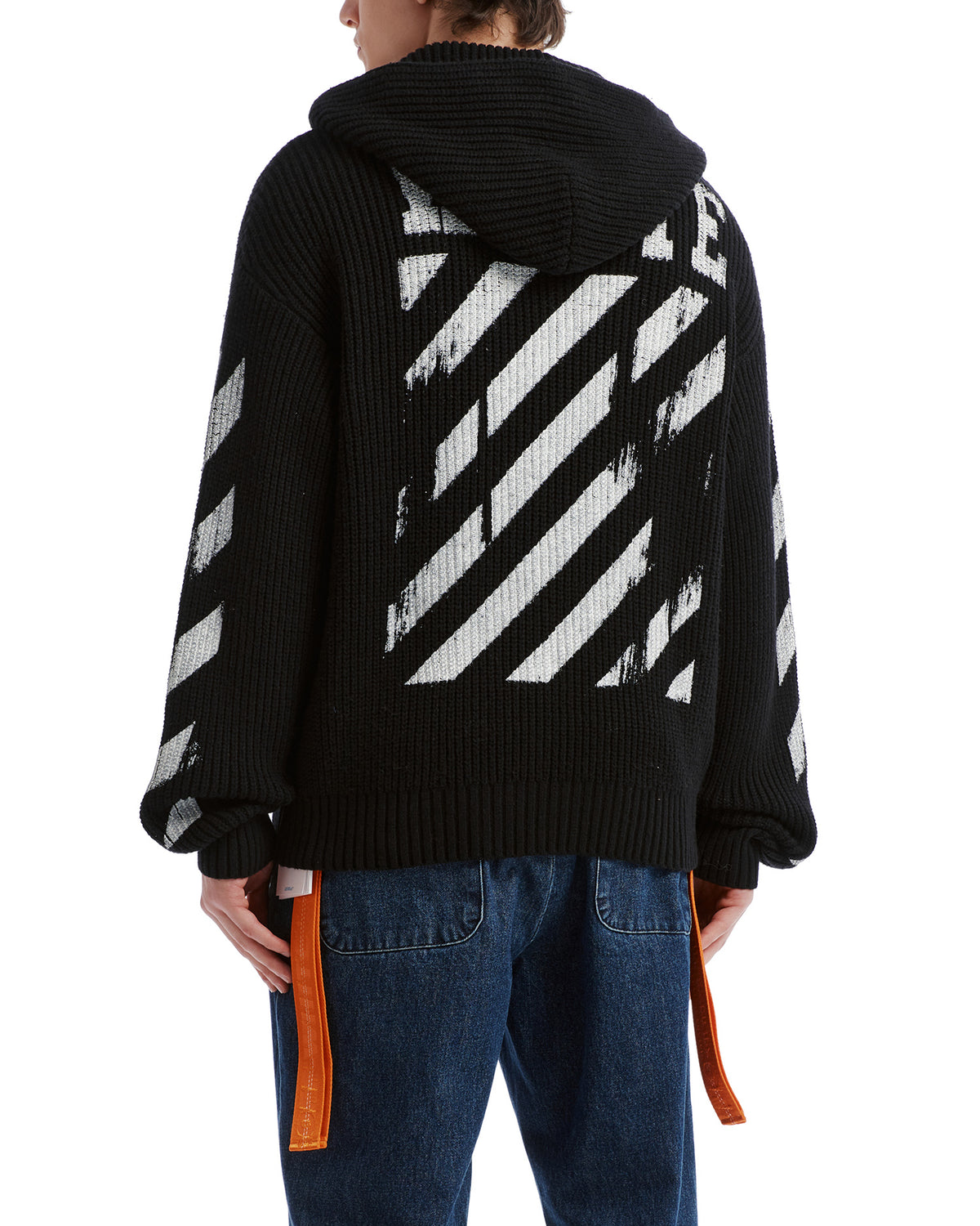 Patch zip hooded sweater