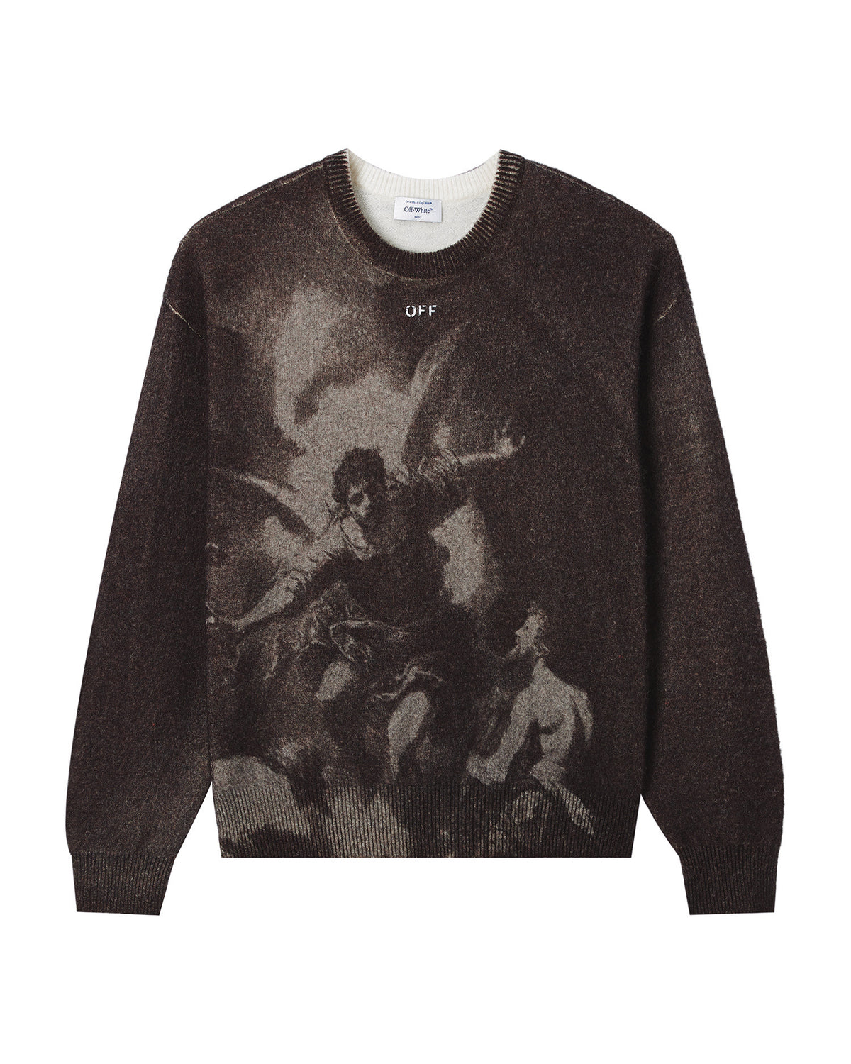 Artwork print crew neck sweater