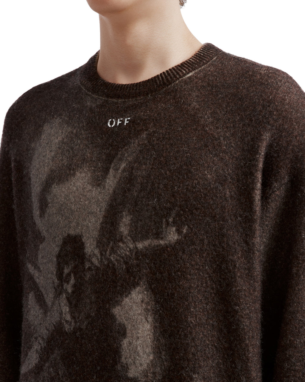 Artwork print crew neck sweater