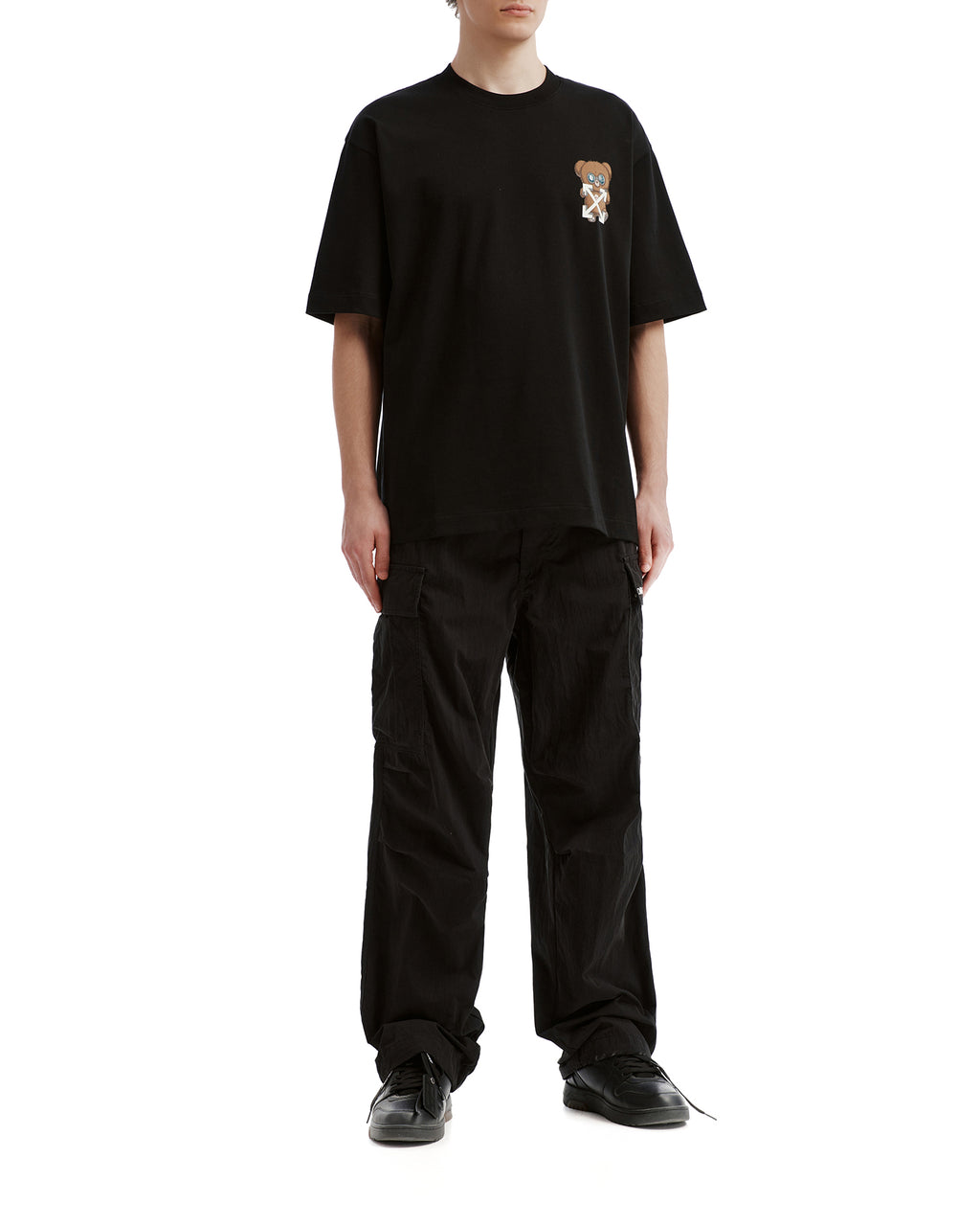 X JISOO CLICK bear diag logo tee