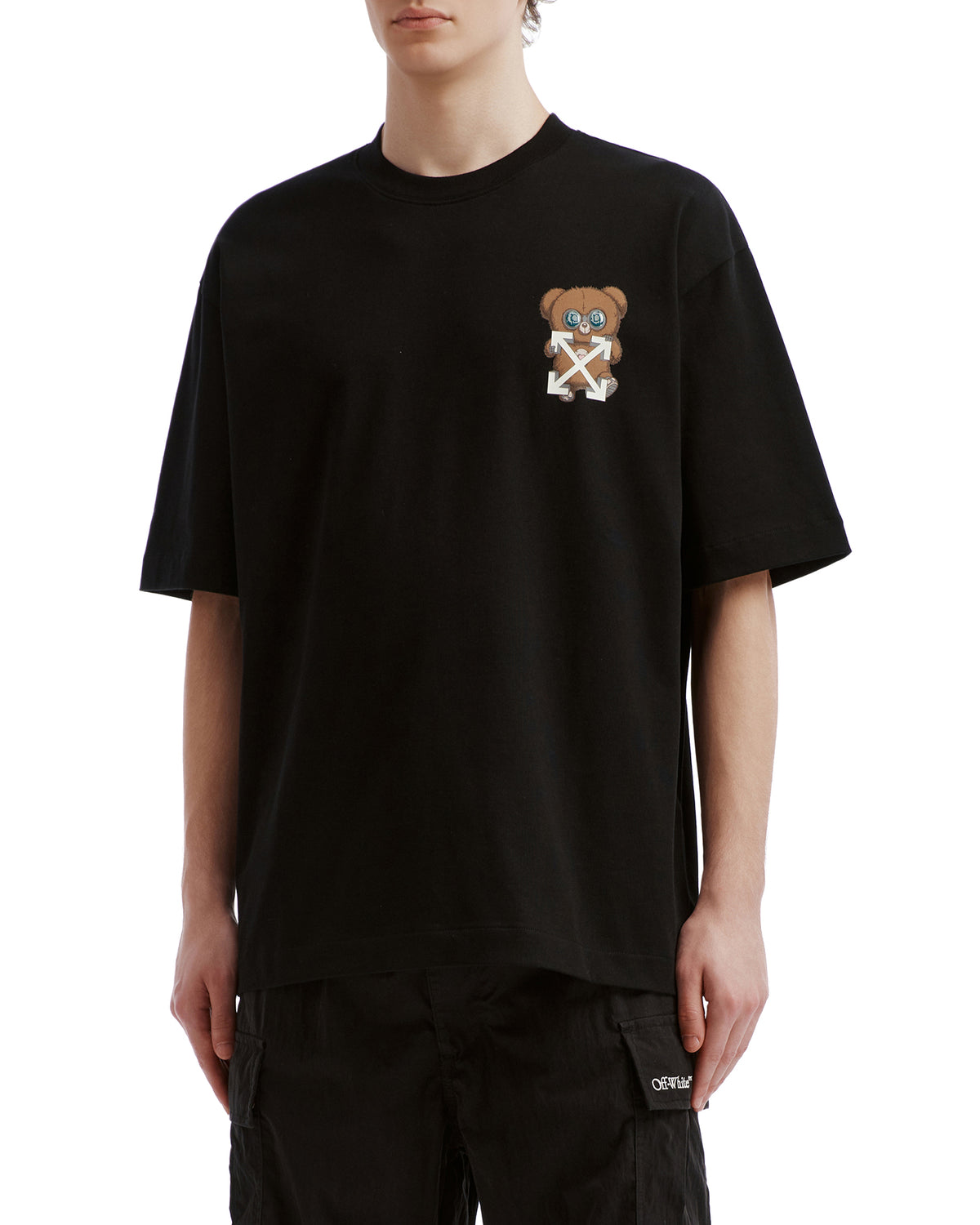 X JISOO CLICK bear diag logo tee