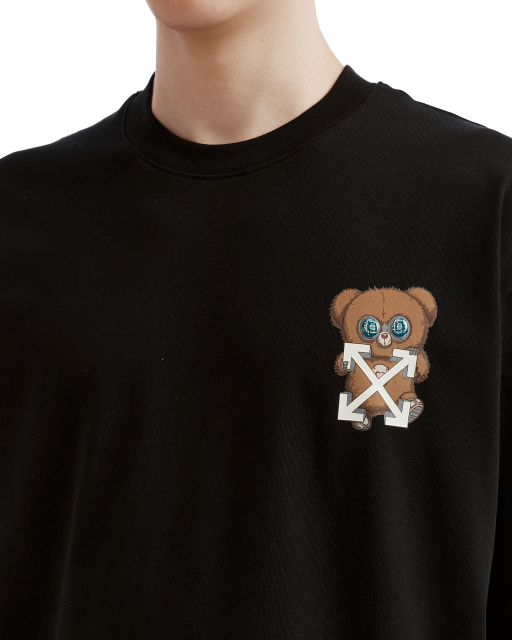 X JISOO CLICK bear diag logo tee