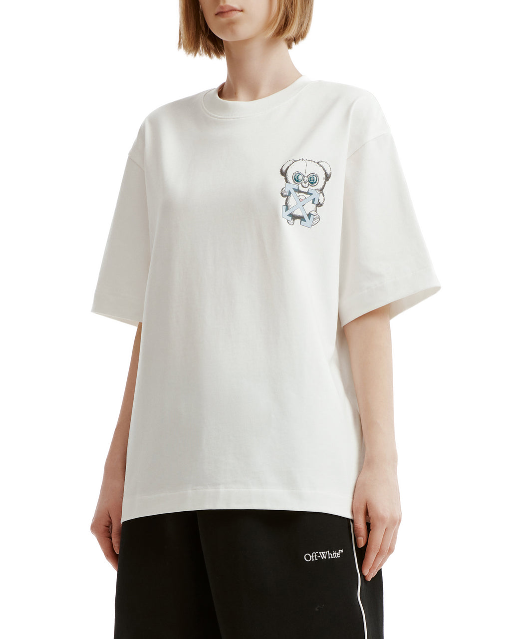 X JISOO CLICK bear diag logo tee
