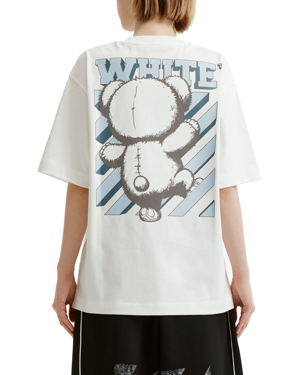 X JISOO CLICK bear diag logo tee