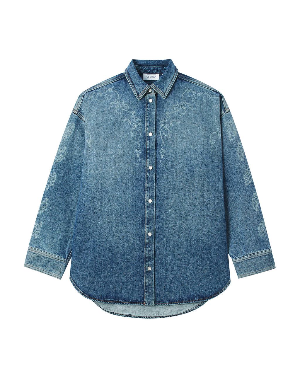 Patterned denim shirt jacket
