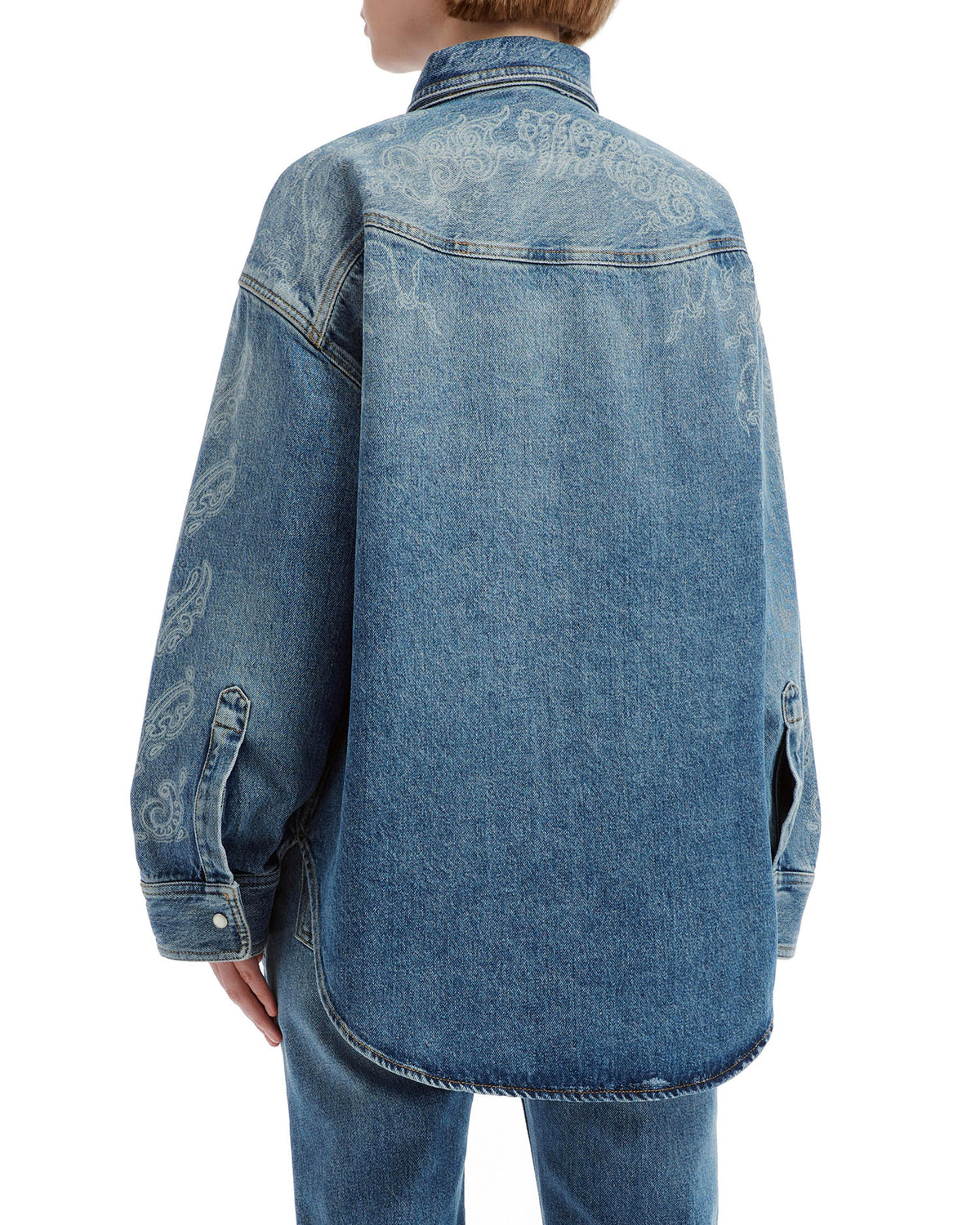 Patterned denim shirt jacket