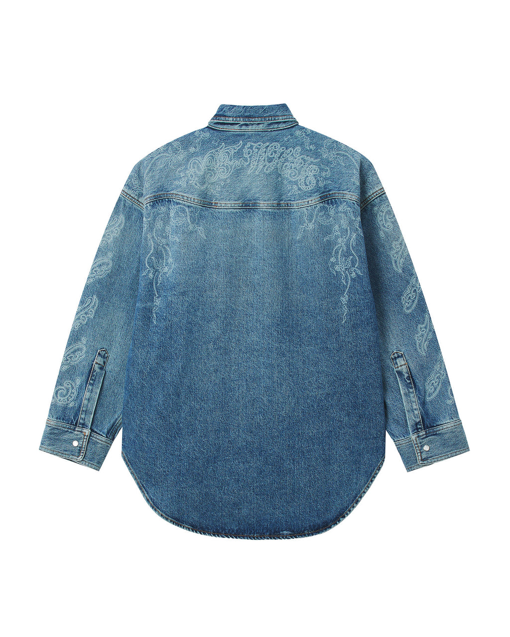 Patterned denim shirt jacket