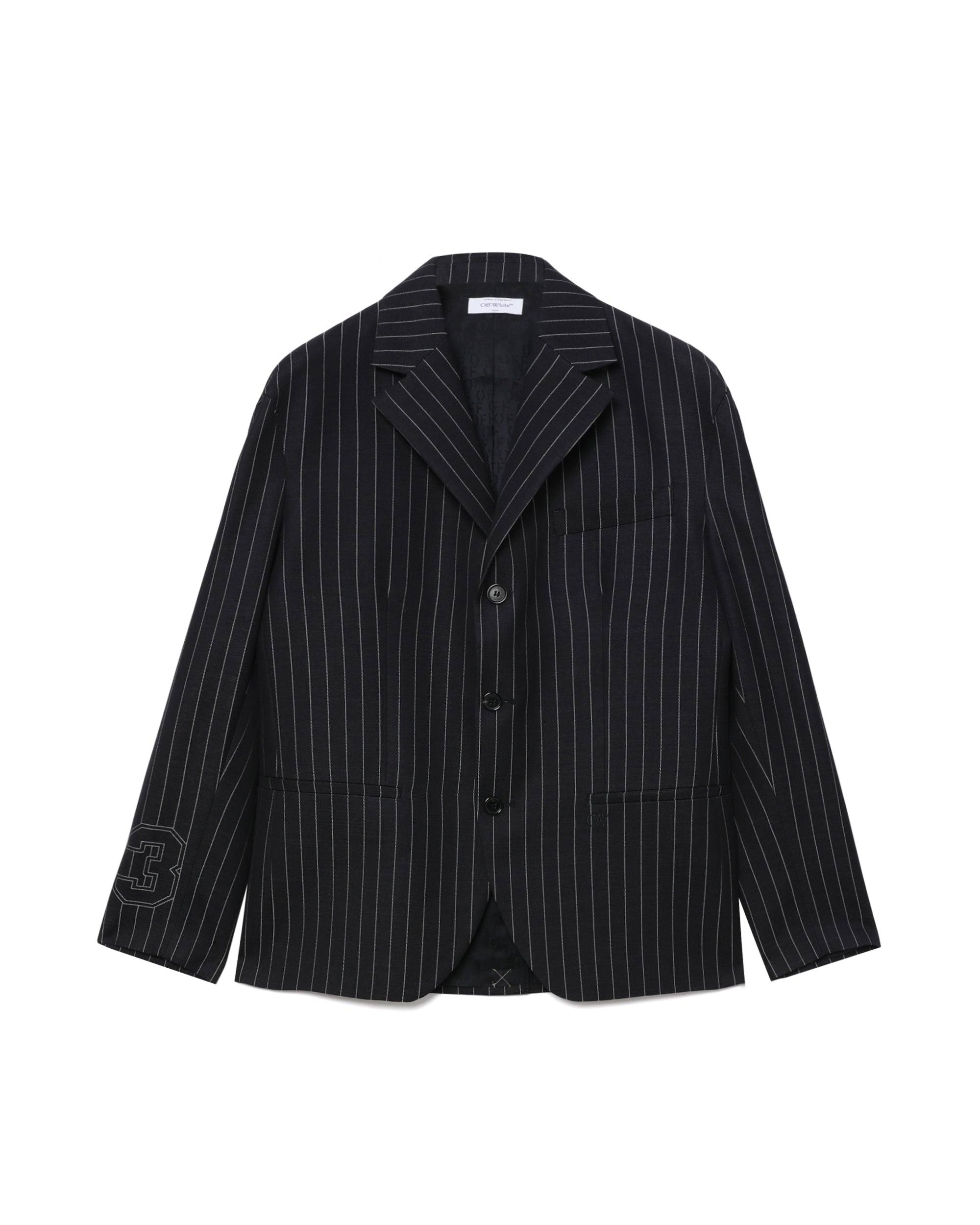 Pinstripe wool-blend slim blazer