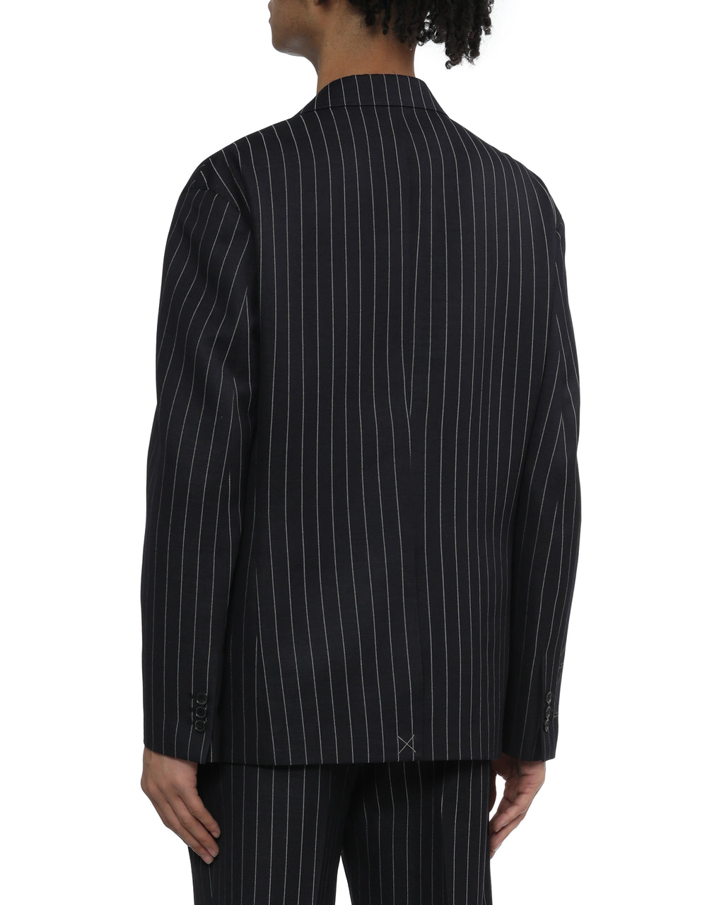 Pinstripe wool-blend slim blazer