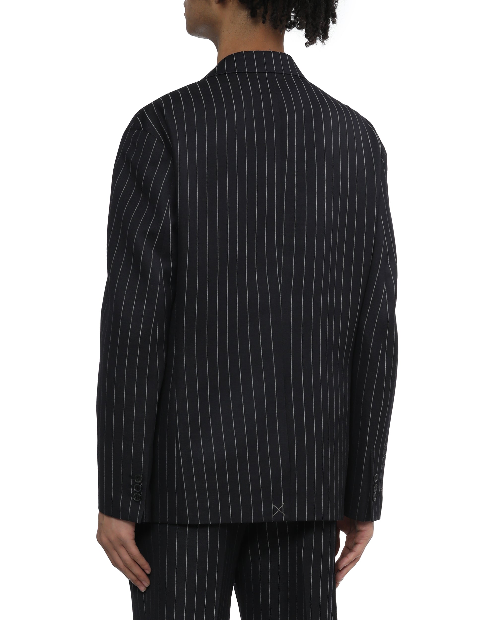 Pinstripe wool-blend slim blazer