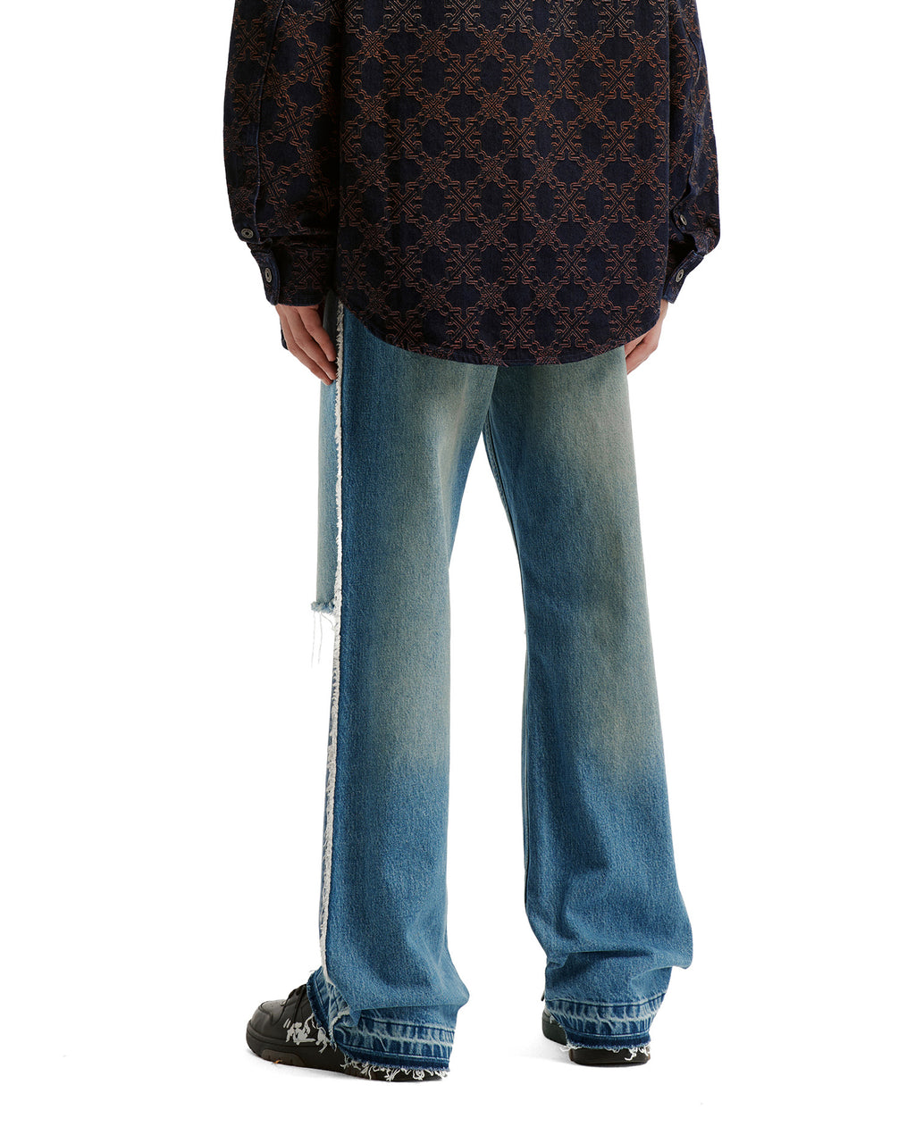 Distressed flared jeans