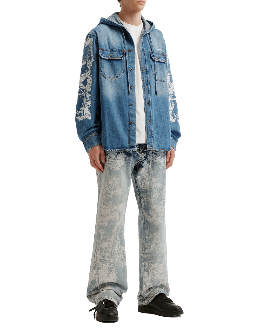 Printed straight leg jeans