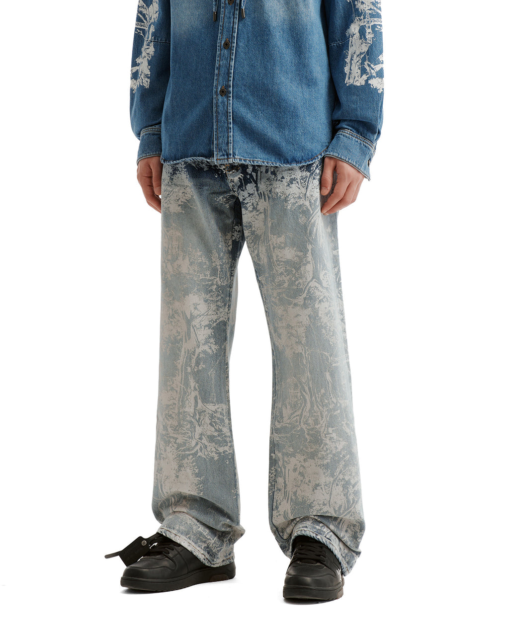 Printed straight leg jeans