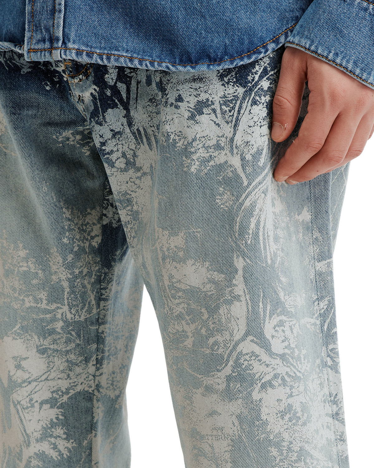 Printed straight leg jeans