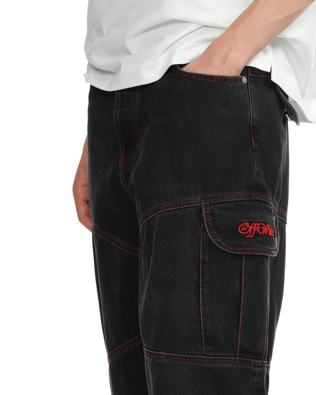 Panelled cargo jeans