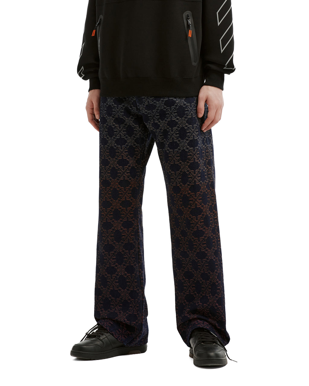 Patterned straight-leg pants